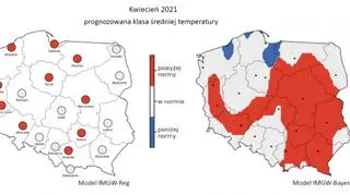 Prognozowana klasa średniej miesięcznej temperatury powietrza w kwietniu 2021 r