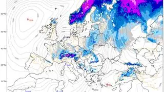 Prognozowana pokrywa śnieżna w czwartek wieczór (GFS/University of Maine)