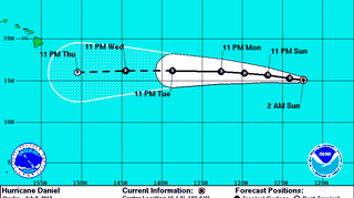 Prognozowana ścieżka Daniela (NOAA)