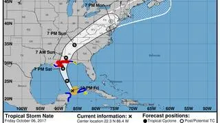 Prognozowana ścieżka huraganu Nate (NHC/NOAA)