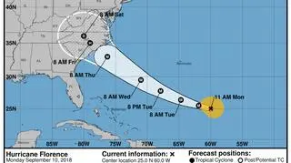 Prognozowana ścieżka przejścia huraganu Florence (NHC)