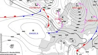 Prognozowana sytuacja synoptyczna na sobotę (DWD)