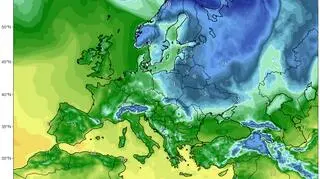 Prognozowana temperatura na sobotni poranek (model GFS/ University of Maine)