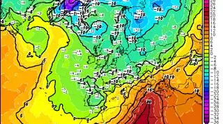 Prognozowana temperatura w niedzielę 10 stycznia według modelu GFS/wetter3