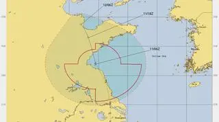 Prognozowana trasa burzy tropikalnej Lekima (hurricanezone