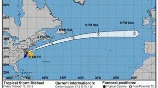 Prognozowana trasa burzy tropikalnej Michael (NHC NOAA)