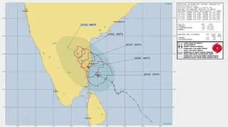 Prognozowana trasa cyklonu Nivar (Joint Typhoon Warning Center)