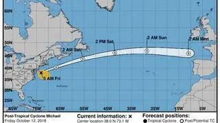 Prognozowana trasa cyklonu post-tropikalnego Michael (NHC NOAA)