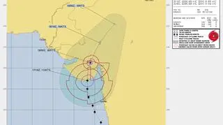 Prognozowana trasa cyklonu Tauktae (Joint Typhoon Warning Center)