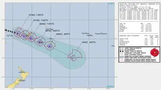 Prognozowana trasa cyklonu tropikalnego Harold (JTWC)