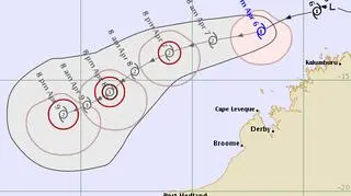 Prognozowana trasa cyklonu Wallace (Australian Government Bureau Of Meteorology)