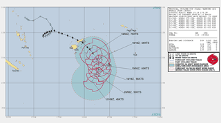 Prognozowana trasa cyklonu Yasa (JTWC)