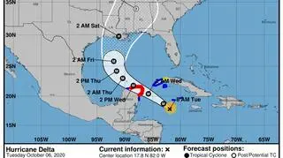 Prognozowana trasa huraganu Delta (NHC/NOAA)