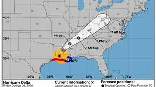Prognozowana trasa huraganu Delta (NHC, NOAA)