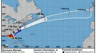 Prognozowana trasa huraganu Michael (NOAA, NHC)