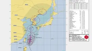 Prognozowana trasa przejścia cyklonu Lingling (Joint Typhoon Warning Center)