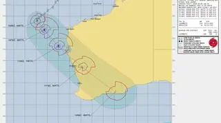 Prognozowana trasa przejścia cyklonu Seroja (Joint Typhoon Warning Center)