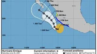 Prognozowana trasa przejścia Enrique (NHC/NOAA)