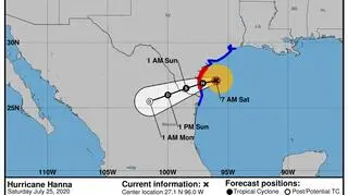 Prognozowana trasa przejścia huraganu Hanna (NHC/NOAA)