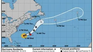 Prognozowana trasa przejścia huraganu Humberto (NHC)
