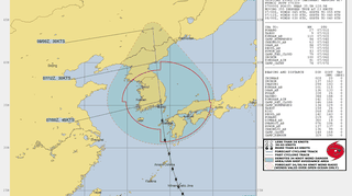 Prognozowana trasa tajfunu Haishen (JTWC)
