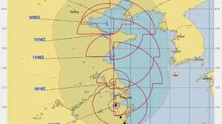 Prognozowana trasa tajfunu Lekima (hurricanezone.net)