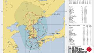Prognozowana trasa tajfunu Maysak (JWTC)