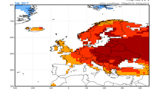 Prognozowane odchylenie od normy temperatury powietrza dla lutego 2017
