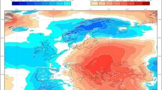 Prognozowane odchylenie średniej miesięcznej temperatury od normy wieloletniej dla listopada (ECMWF )