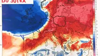 Prognozowane odchylenie temperatury od średniej (tropicaltidbits