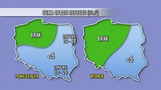 Prognozowane opady deszczu