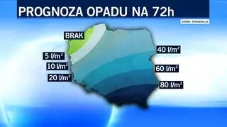 Prognozowane opady na 72 godziny