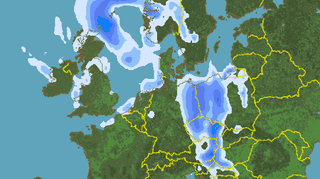 Prognozowane opady nad Polską w niedzielę, godz. 02.00 / niederschlagsradar.de
