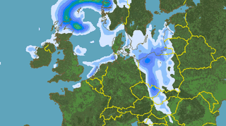 Prognozowane opady nad Polską w niedzielę, godz. 08.00 / niederschlagsradar.de