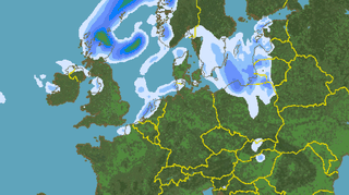 Prognozowane opady nad Polską w niedzielę, godz. 11.00 / niederschlagsradar.de