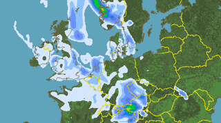 Prognozowane opady nad Polską w sobotę, godz. 17.00 / niederschlagsradar.de