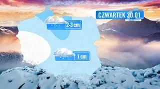 Prognozowane opady śniegu w czwartek 30.01