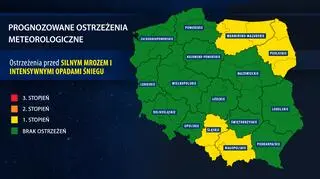 Prognozowane ostrzeżenia IMGW na niedzielę
