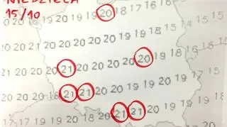 Prognozowane temperatury w niedzielę (weatheronline.pl)