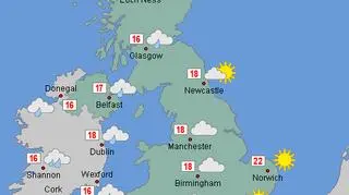 Prognozowane temperatury w Wielkiej Brytanii (wetteronline.de)