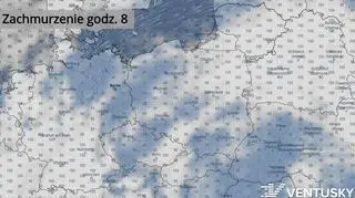 Prognozowane zachmurzenie w Polsce (Ventusky.com)