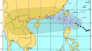 Prognozowany szlak supertajfunu Usagi (USNO)