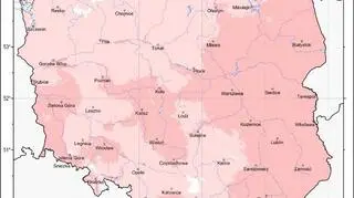 Przestrzenny rozkład anomalii średniej miesięcznej temperatury powietrza w październiku 2019 w stosunku do normy (IMGW-PIB)