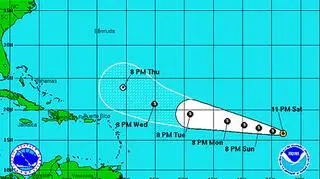 Przewidywana droga Florence  po Atlantyku (NHC)
