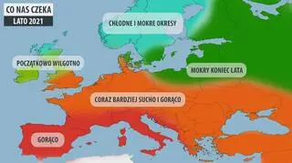 Przewidywania na lato 2021 (tvnmeteo.pl za AccuWeather)