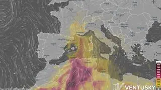 Pył znad Sahary doleciał do Europy (Ventusky