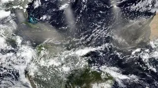 Pył znad Sahary nad Karaibami i Atlantykiem 23 czerwca (NASA Worldview, EOSDIS)