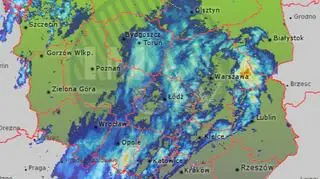 Radar opadów, godz. 10:40 (IMGW)