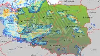 Radar opadów IMGW (godz. 21:30)