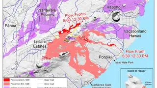 Region objęty aktywnością wulkanu Kilauea, stan na 30 maja (USGS)